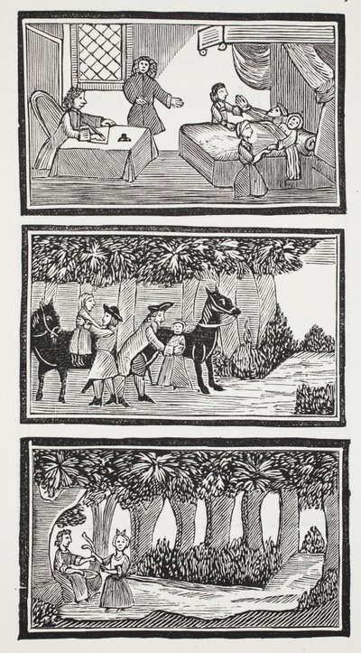 De geschiedenis van de twee kinderen in het bos, illustratie uit 