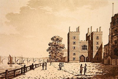 Uitzicht op Lambeth Palace, ca. 1800 door (after) English School
