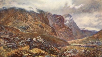 "De drie zusters, Glencoe (kleurenlitho) door (after) English photographer