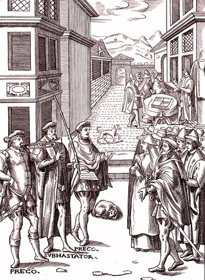 De stadsomroeper die op zijn trompet blaast door (after) Flemish School