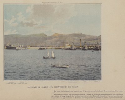 Gevechtsschepen aan de aanlegsteigers van Toulon door (after) French Photographer