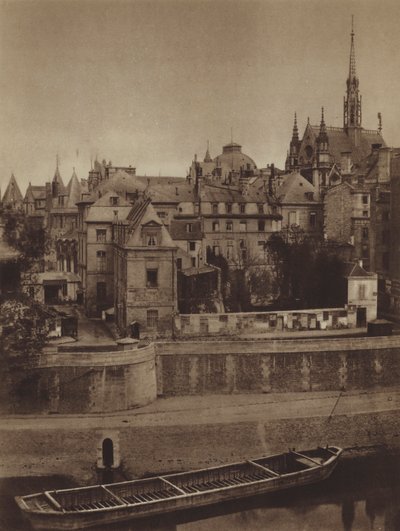 Le Palais de Justice, gezien vanaf de quai des Orfevres in 1862 door (after) French Photographer