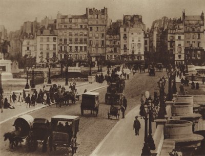 Le Pont-Neuf, naar het noorden (zwart-wit foto) door (after) French Photographer