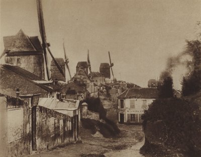 De molens in Montmartre in 1845 door (after) French Photographer