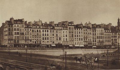 Quai Le Pelletier rond 1855, nu deel van de quai de Gesvres (zwart-wit foto) door (after) French Photographer