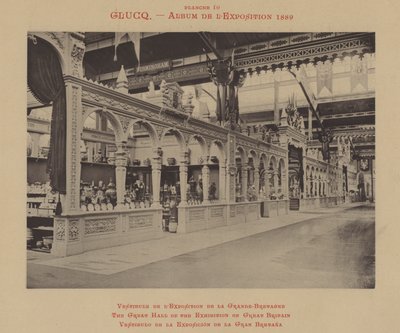 De Grote Hal van de Tentoonstelling van Groot-Brittannië (zwart-wit foto) door (after) French Photographer