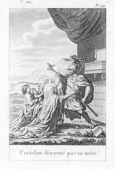 Coriolanus ontwapend door zijn moeder door (after) French School