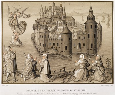 Wonder van de Maagd bij Mont-Saint-Michel - facsimile van een camaieu schilderij van de 
