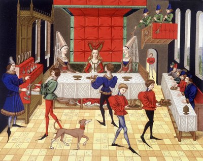 Tafelservice in een chatelaine - facsimile van een miniatuur van Renaud de Montauban