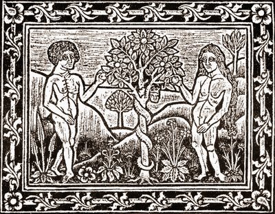 De Boom waarvan Adam de Appel at, facsimile uit een meditatieboek, het eerste boek gedrukt in Albi, Languedoc, in 1481 door (after) French School