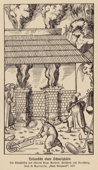 Gedeeltelijk zicht op een smelterij door (after) German School
