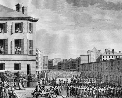 Franse revolutie en antirevolutionaire bewegingen: Ontwapening van de faubourg Saint Anthony op de 4e Prairial An III (23 mei) door (after) Girardet