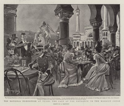 De Nationale Tentoonstelling in Turijn, het Café bij de Ingang van de Moorse Hof door (after) Italian School
