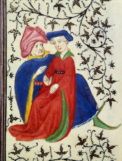 Een galante scène. Detail van een pagina van het manuscript 