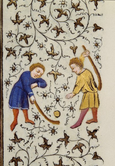 Het puckspel op één pagina (detail) uit het manuscript 
