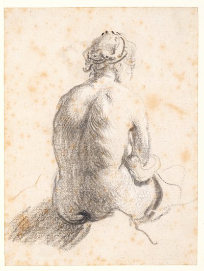 Studie van een vrouwelijk naakt door (attr. to) Rembrandt Harmensz. van Rijn