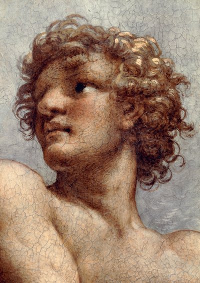 Visioen van Sint Jan Evangelist op Patmos, Hemelvaart van Christus onder de Apostelen, of Christus in Glorie (detail) door (c.1489 1534) Correggio