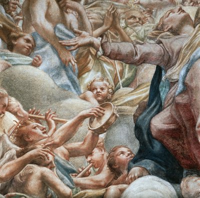 Engelen die muziek spelen, detail van Hemelvaart van de Maagd door (c.1489 1534) Correggio