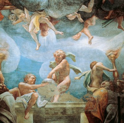 Ephebes op balkon, detail van Tenhemelopneming van Maria door (c.1489 1534) Correggio