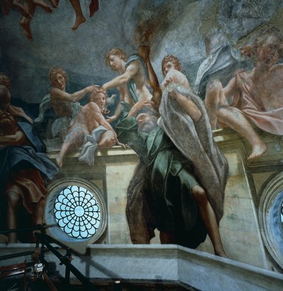 Figuur van apostel, detail van fresco
