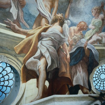 Figuur van apostel, detail van fresco