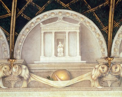 Lunet met Tempel van Jupiter, fresco door Antonio Allegri Da Correggio, Abdis kamer, San Paolo Klooster, Parma, Italië door (c.1489 1534) Correggio