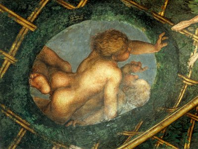 Ovaat met cherubijnen, detail van decoratie van Sint-Paulus Kamer of Abdis Kamer door (c.1489 1534) Correggio
