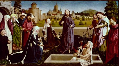 De opstanding van Lazarus Schilderij op hout door de Meester van Coetivy (Nicolas of Colas d