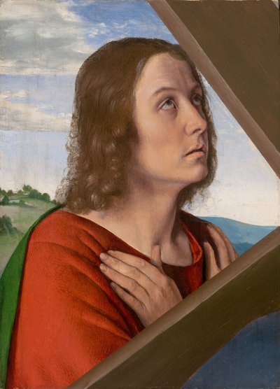 Fragment van Christus die het kruis draagt: Sint Jan de Evangelist door (fl.c.1483 c.1529) Master of Moulins