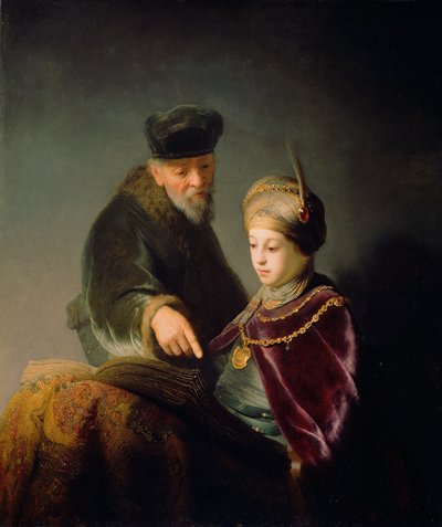 Een Jonge Geleerde en zijn Leraar, c. 1629-30 door studio of Rembrandt Harmensz. van Rijn