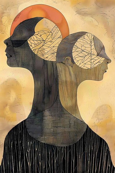 Twee vriendinnen schilderij, Gustav Klimt stijl, figuratieve muurkunstprints door F. Abderrahim