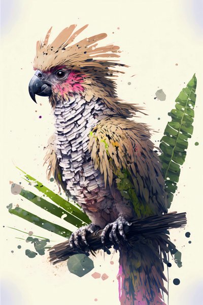 Abstracte Papegaai Schilderijen: Vogel Muurkunst & Canvas print op aanvraag door F. Abderrahim