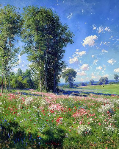 Prachtig uitzicht op een zonnige dag, natuur en bomen, Muurdecoratie te koop door F. Abderrahim