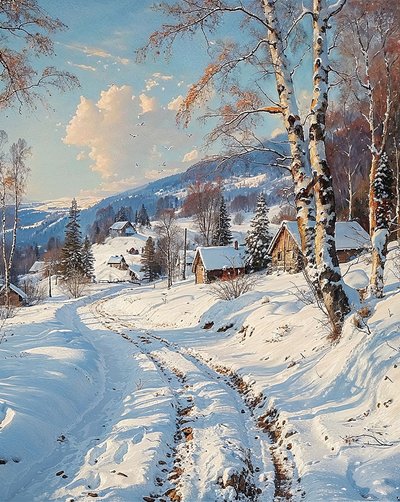 Landschap met sneeuw Landschap muurdecor voor slaapkamer door F. Abderrahim