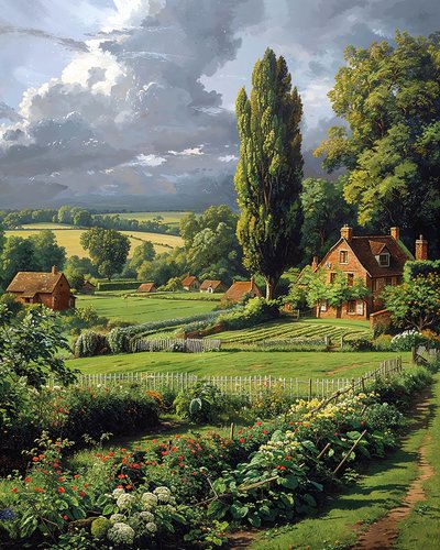 Panoramisch landschap in de lente, Wanddecoratie voor elke kamer door F. Abderrahim