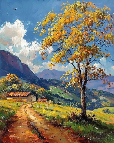 Kleurrijk herfstlandschap in de bergen, Wanddecoratie You