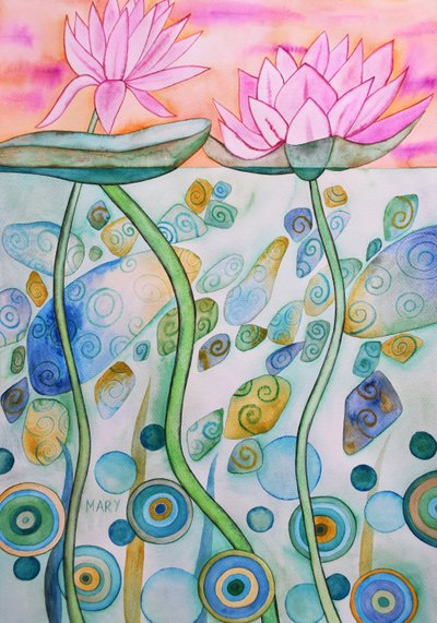 Waterlelies door Marys Watercolors