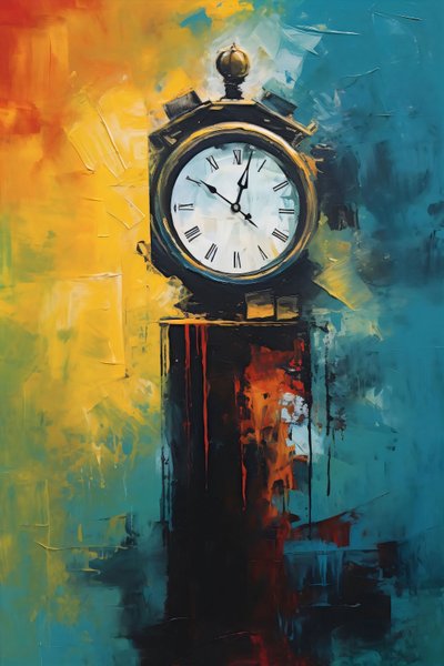 Abstracte kloktoren olieverfschilderij, canvas kunst afdrukken, moderne muur decor ideeën door F. Abderrahim