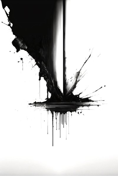 Abstracte inkttekening, zwart-wit, muurkunst | print on demand door F. Abderrahim