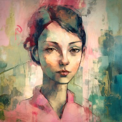jong roze punkvrouw maurice portret, Wanddecoratie voor elke kamer door F. Abderrahim