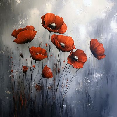 Rode klaprozen Canvas Muurkunst Modern, Wanddecoratie voor Elke Kamer door F. Abderrahim