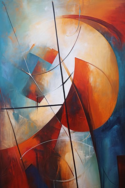 Vormen en lijnen abstracte kunst, canvas  frame afdrukken op aanvraag door F. Abderrahim