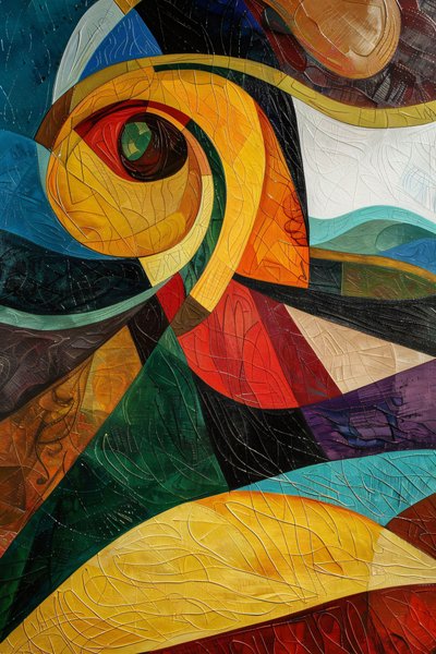 Abstract Kleurrijk Glas-in-loodpatroon, Picasso-inspiratie, wanddecoratie voor slaapkamer door F. Abderrahim