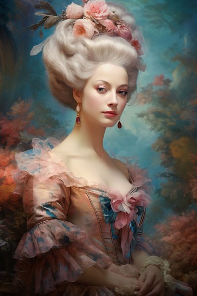 De Hertogin, Rococo Portretten Olieverfschilderijen Kunstwerken, grote canvas prints door F. Abderrahim