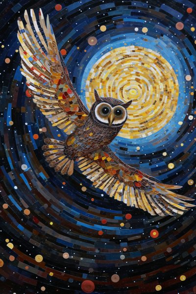 De uil vliegt door de sterrenhemel, online canvas prints op maat door F. Abderrahim