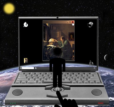 "Sinds Copernicus is de mens uit het centrum in de X gerold" (uit de serie: Windows) door Alexander Eibach