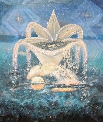 Nacht boven de bomen door Elzbieta Goszczycka