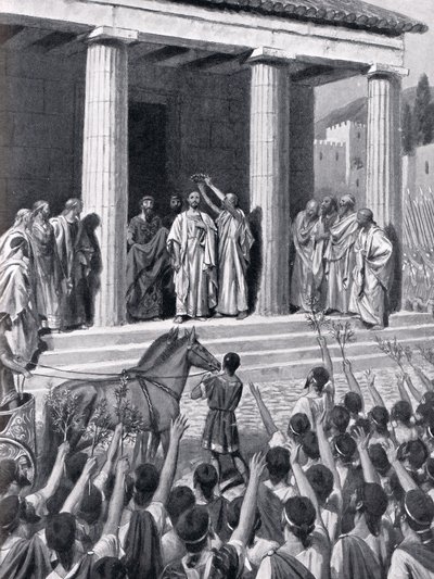 Themistocles Geëerd in Sparta, illustratie uit 