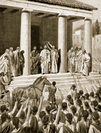 Themistocles geëerd in Sparta, illustratie uit 