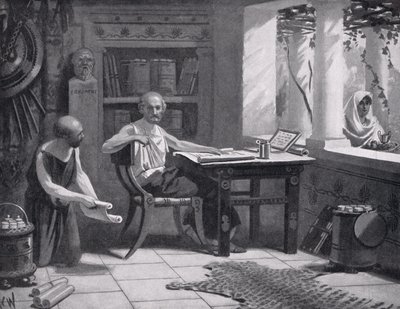 Xenophon dicteert zijn geschiedenis, illustratie uit 
